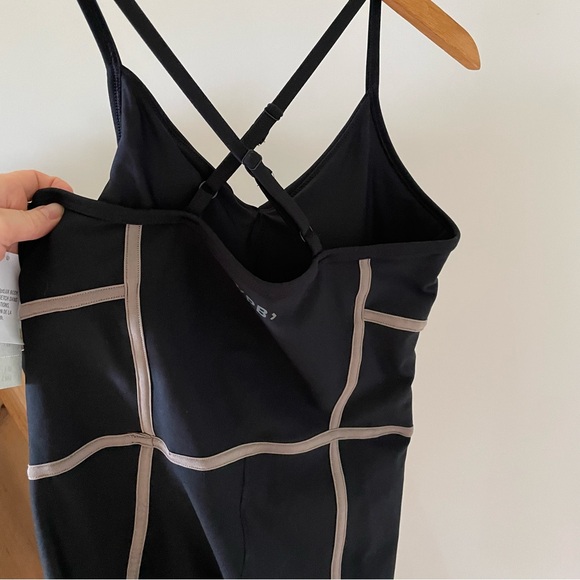 NWT Abercrombie & Fitch YPB Corset Seamed Active Romper Onesie in Black/Tan - M - Picture 6 of 6